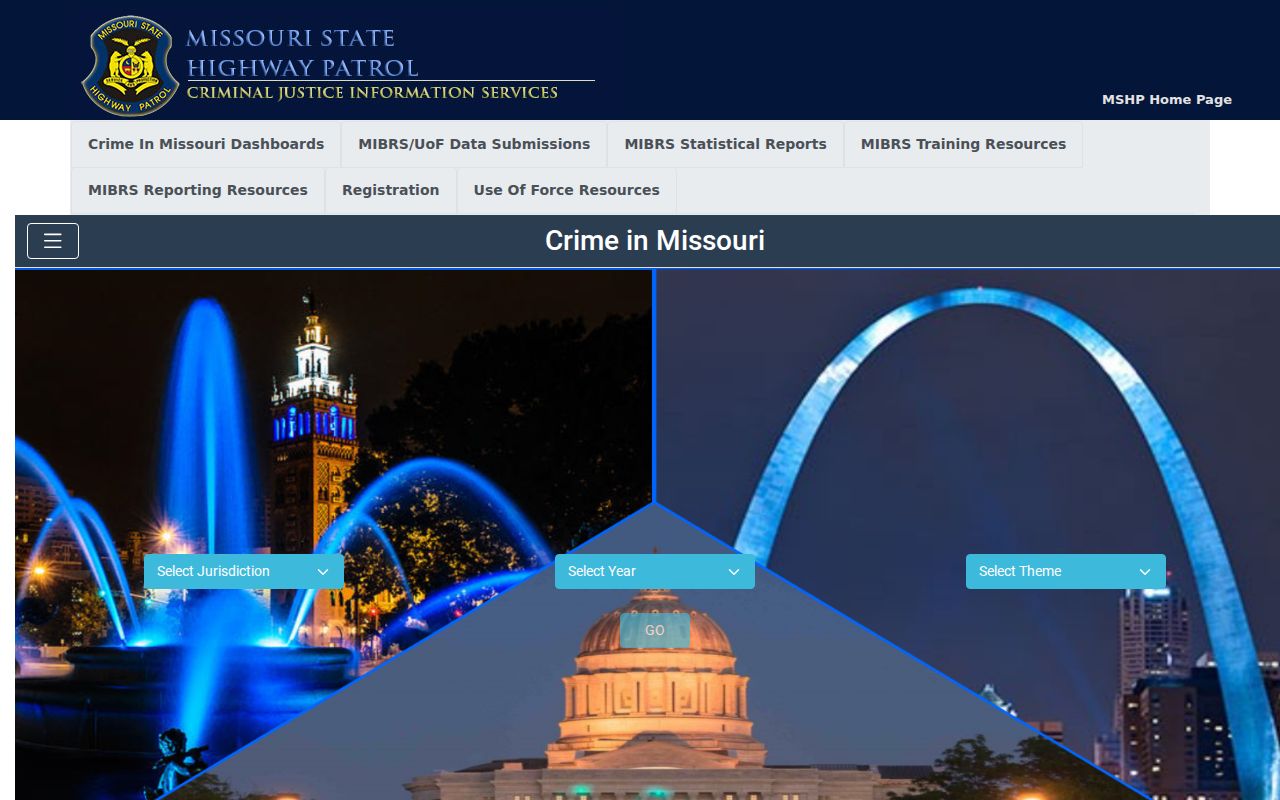 Official Missouri crime data portal search interface