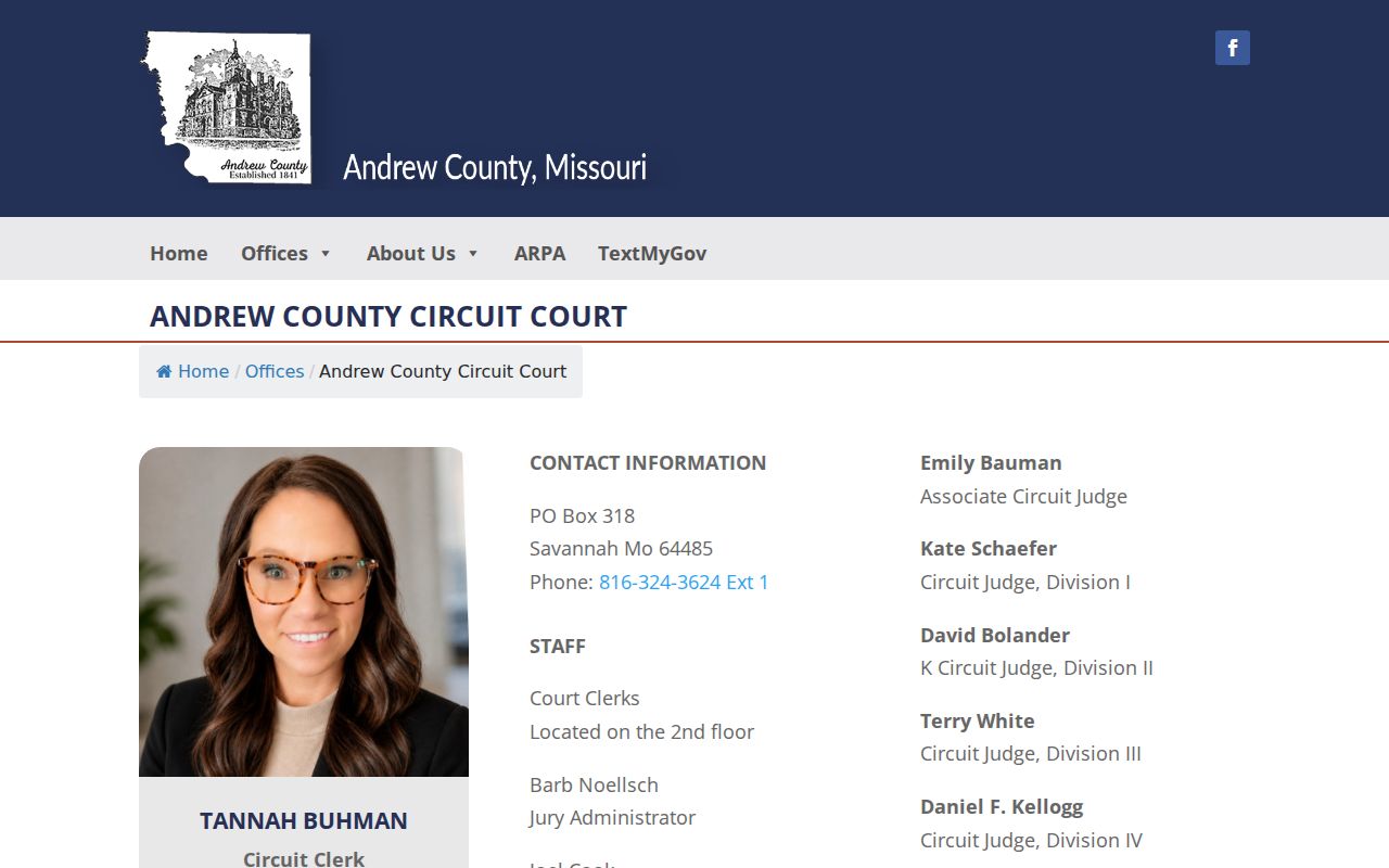 Andrew County criminal court records office page