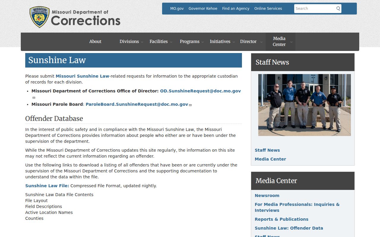 Andrew County Country Club criminal history state corrections data page