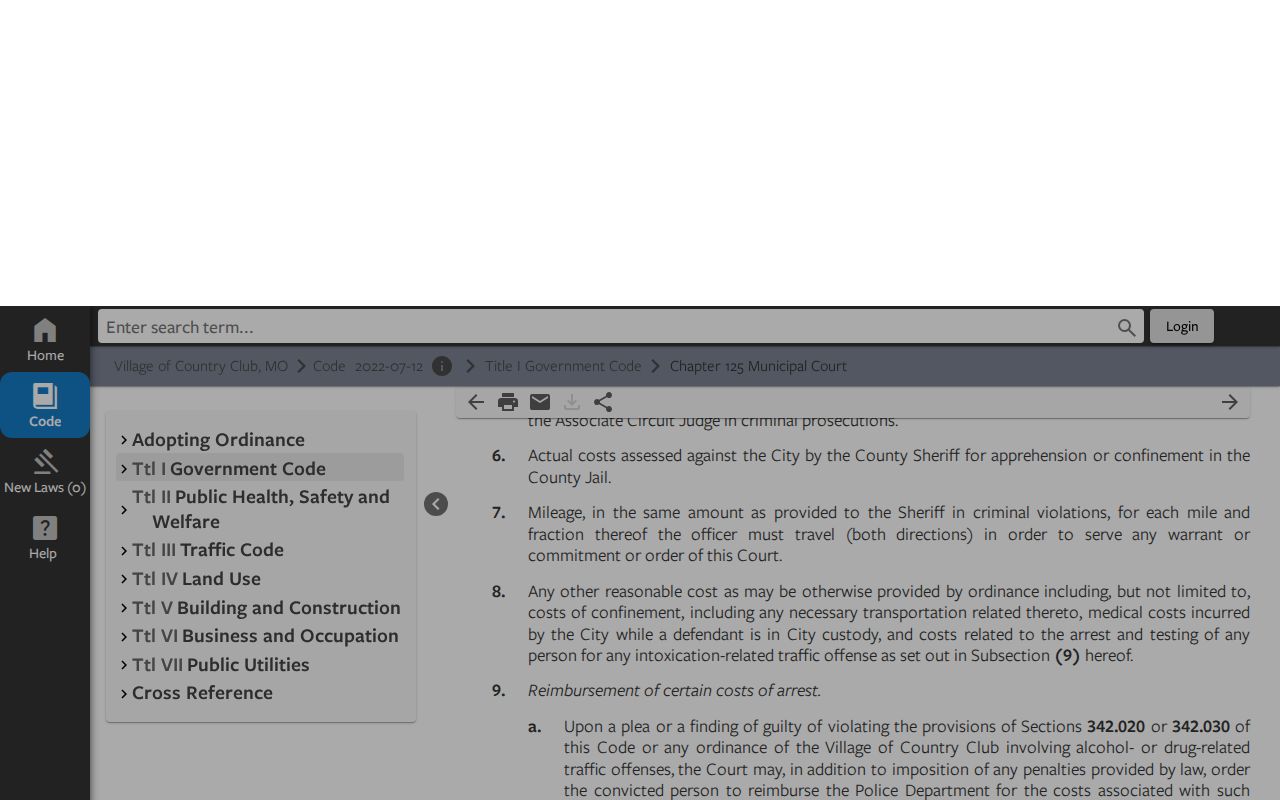 Andrew County Country Club criminal records municipal code page